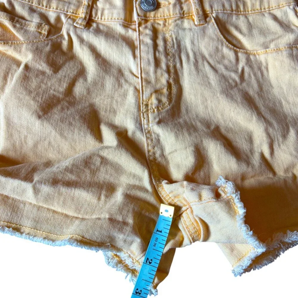 Oshkosh‎ B'Gosh girl's Cut Off Jean Shorts Size 12 Yellow Adjustable Waist